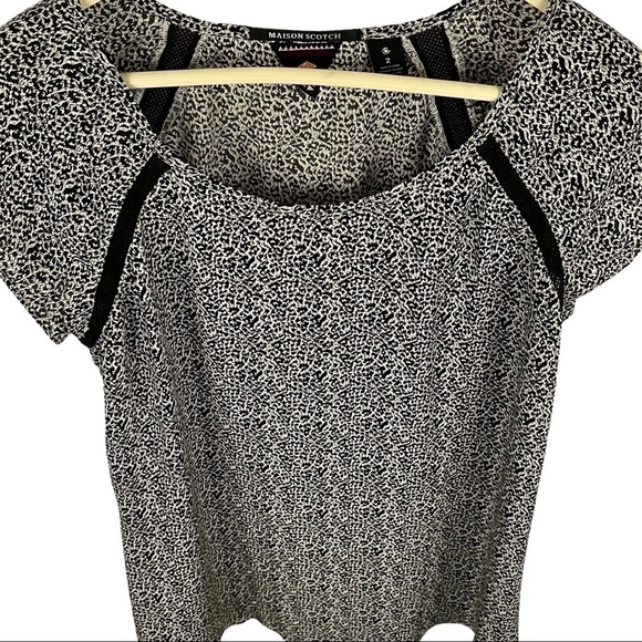 MAISON SCOTCH / SCOTCH & SODA mesh trim leopard print top - Picture 5 of 7